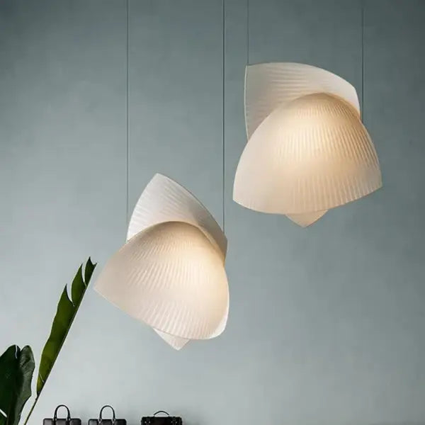 Suspension Plissée Blanche Design Forme Florale