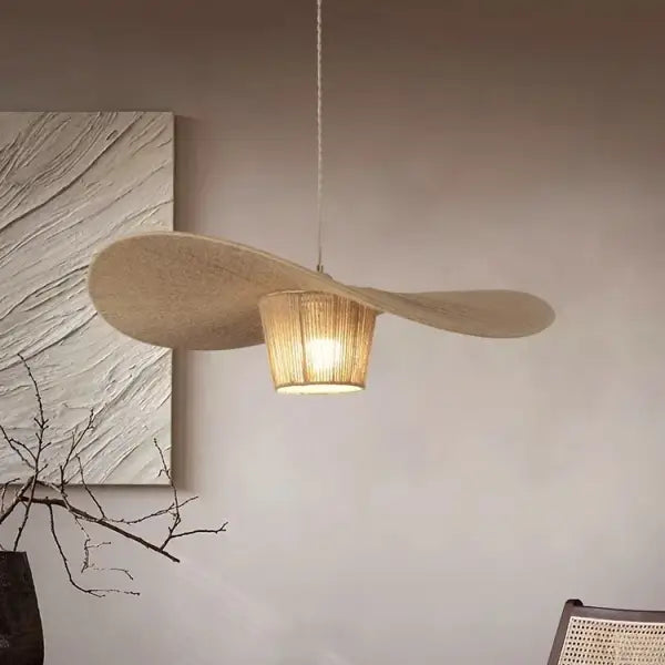 Suspension rotin forme aile naturelle style bohème élégant