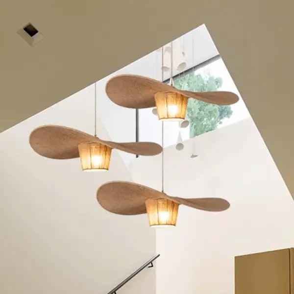 Suspension rotin forme aile naturelle style bohème élégant