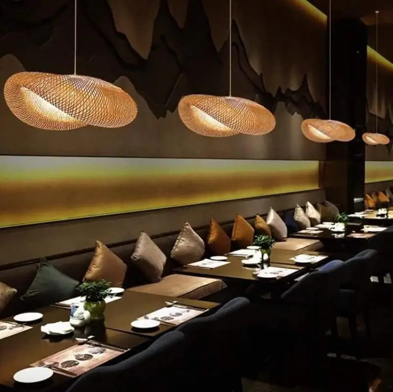 Suspension Rotin Pas Cher Design Torsadé Brun