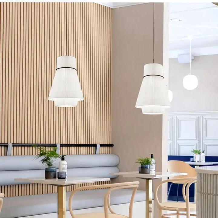 Suspension Tissu Plissé Forme Conique Design Moderne Chic