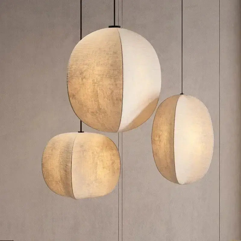 Suspension trio asymétrique en tissu naturel élégante