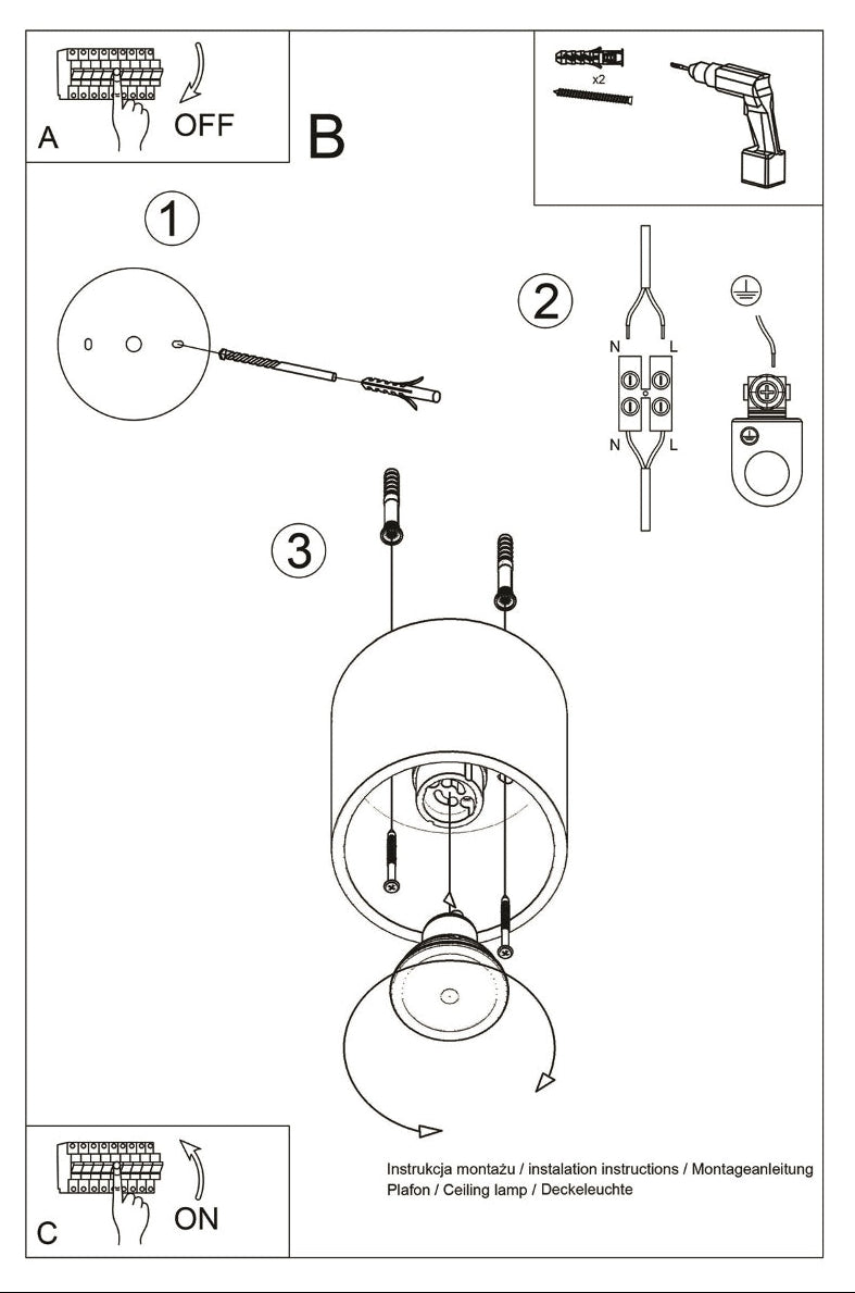 Schéma d'installation du luminaire
