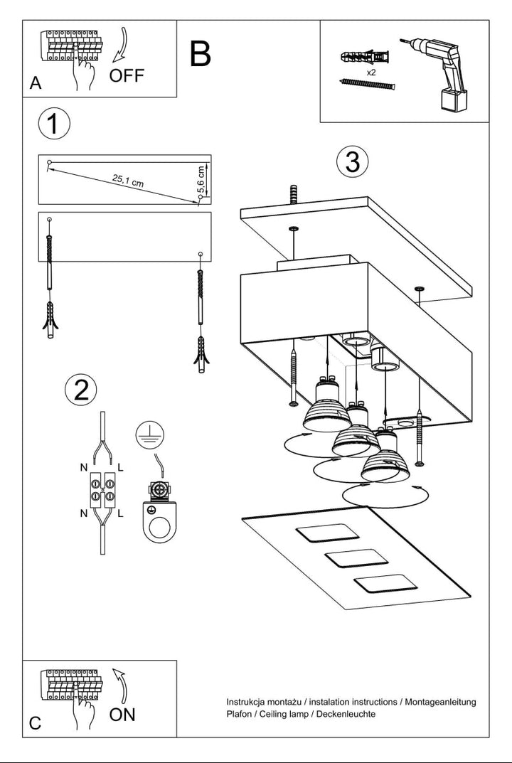 MONO 3 white ceiling light