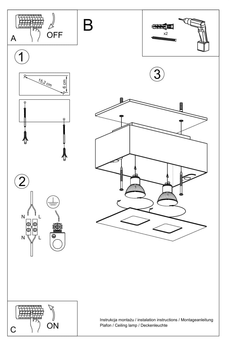 MONO 2 black ceiling light