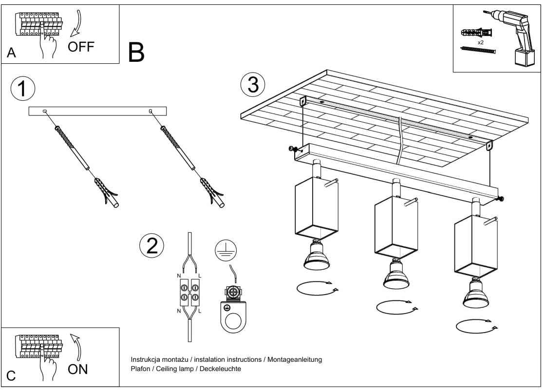 Schéma d'installation du luminaire