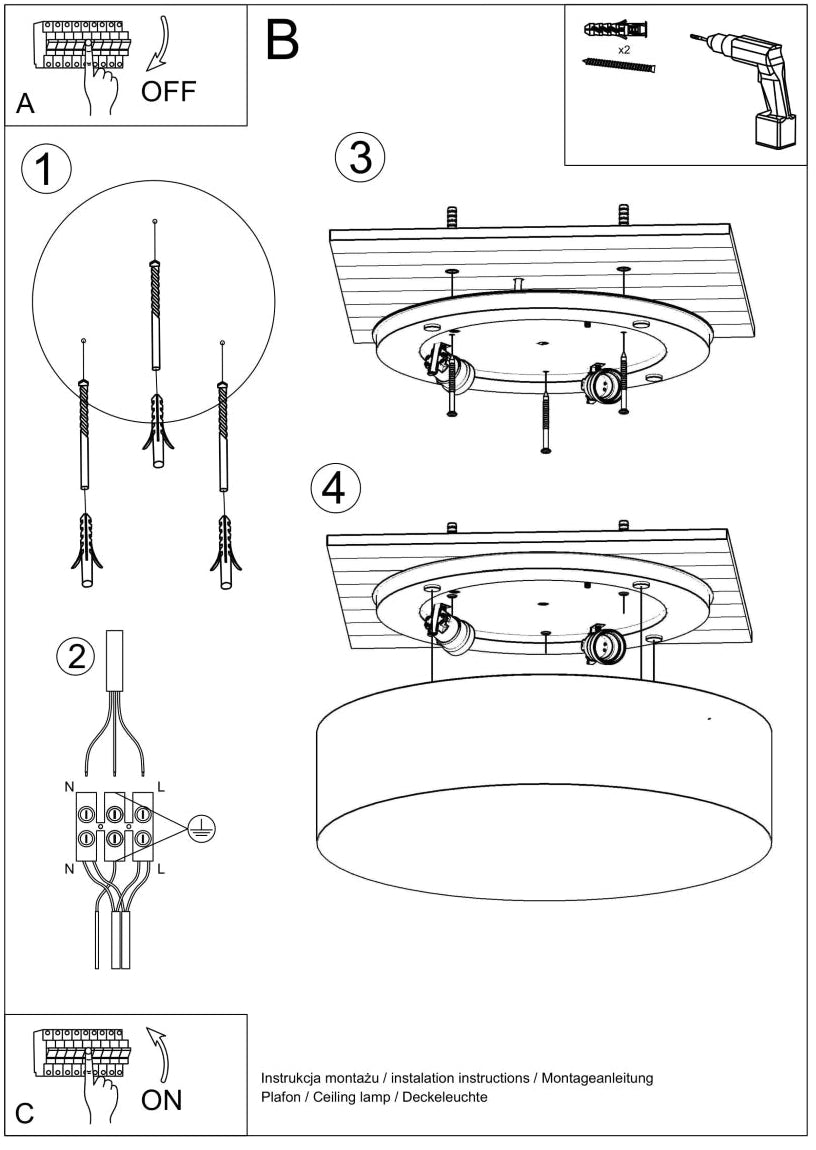 Schéma d'installation du luminaire