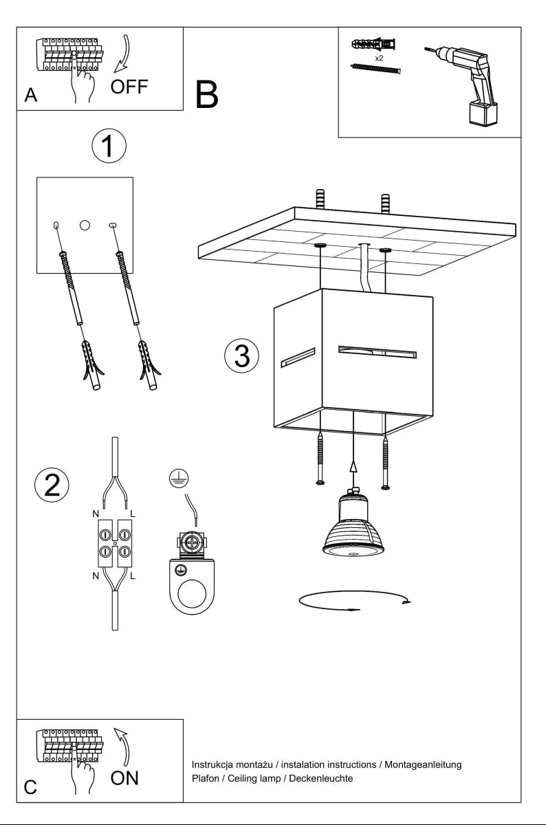 Schéma d'installation du luminaire