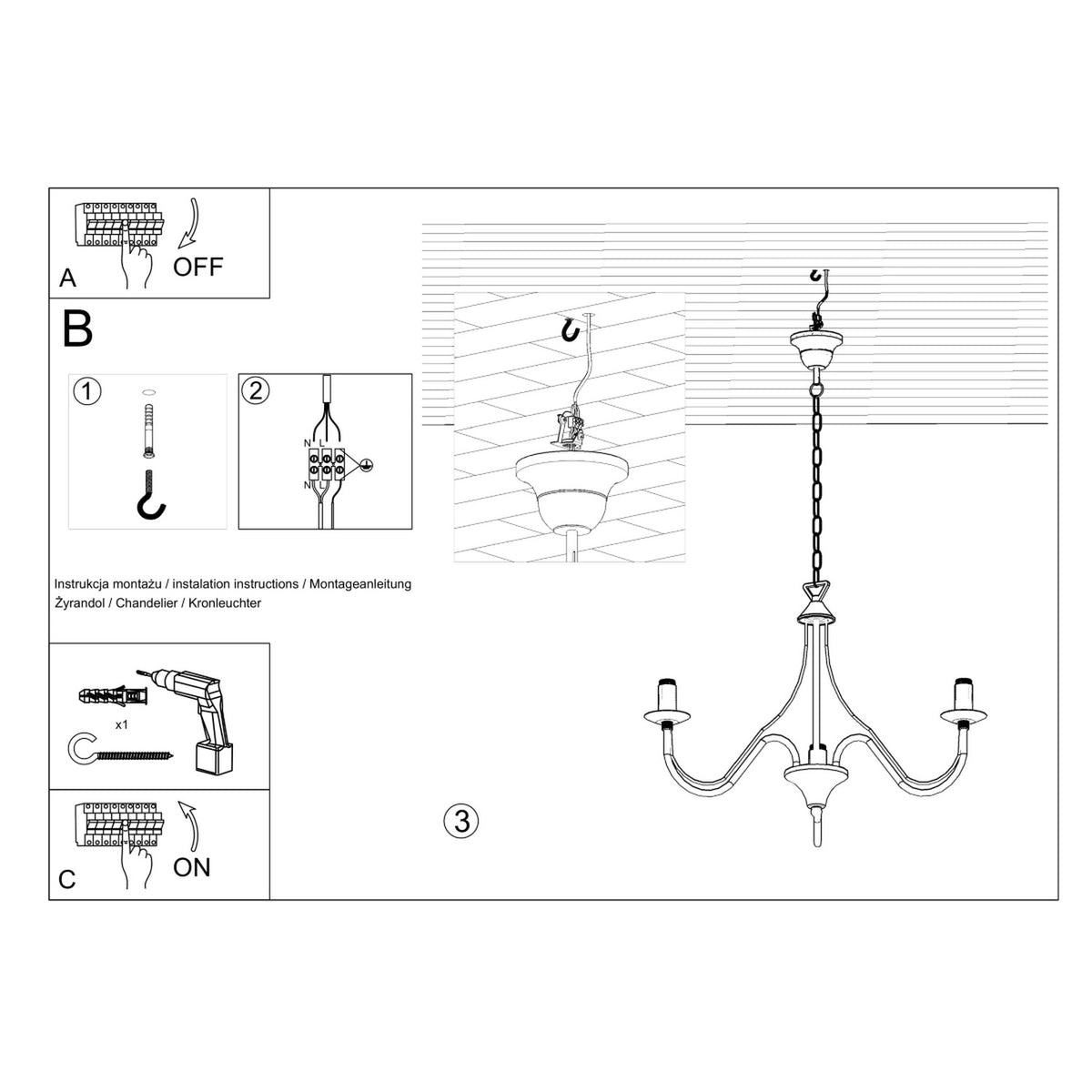 Schéma d'installation du luminaire