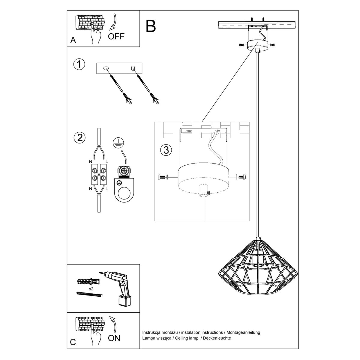 Schéma d'installation du luminaire