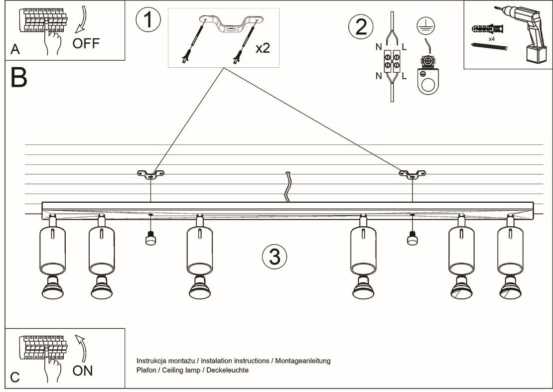 Schéma d'installation du luminaire