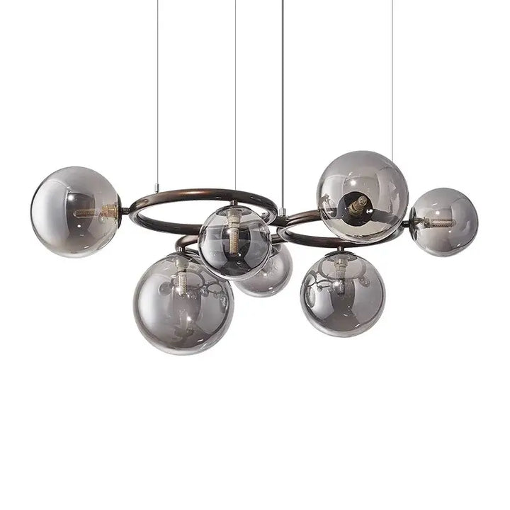 Suspension luminaire à boules de verre gris fumé design raffiné