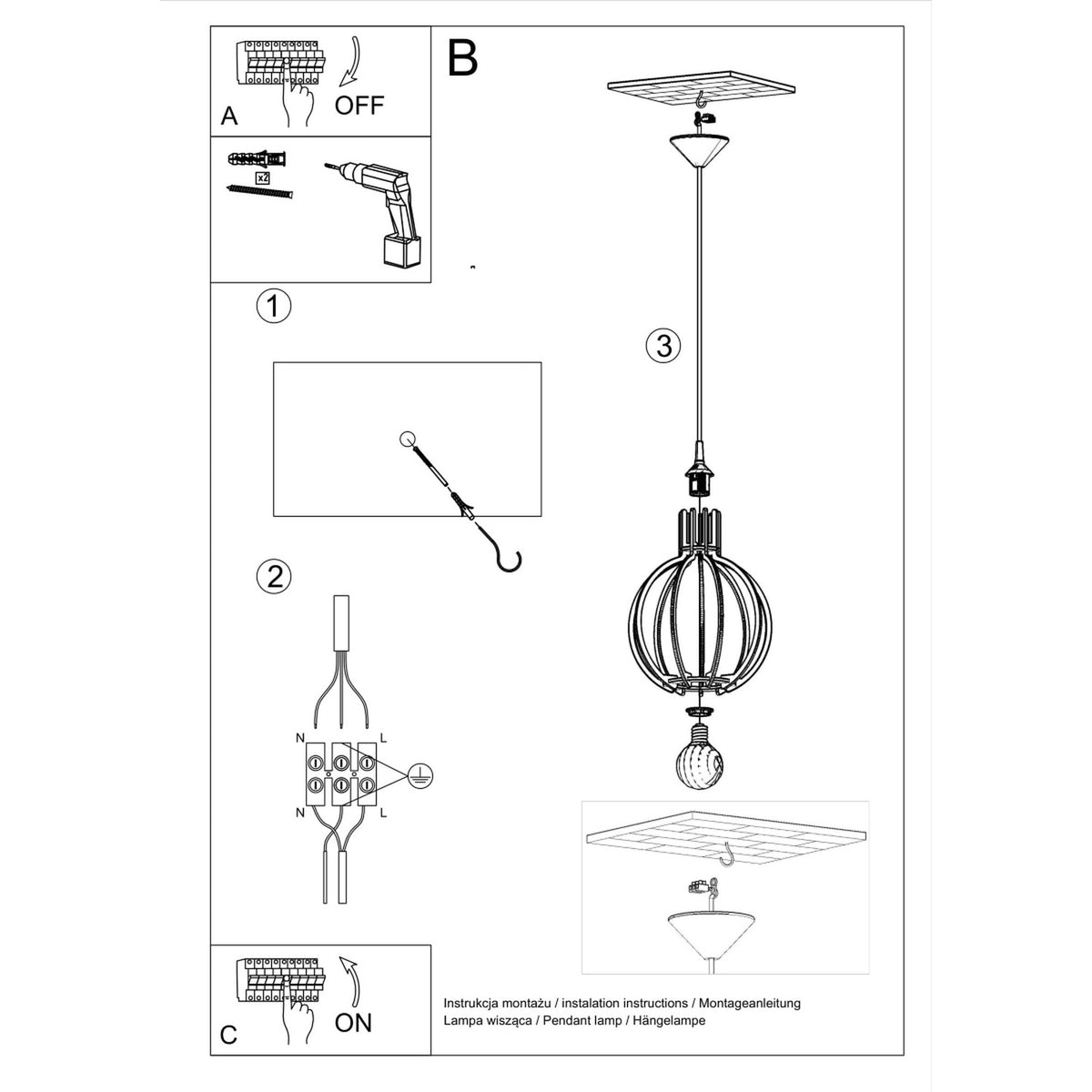 Schéma d'installation du luminaire