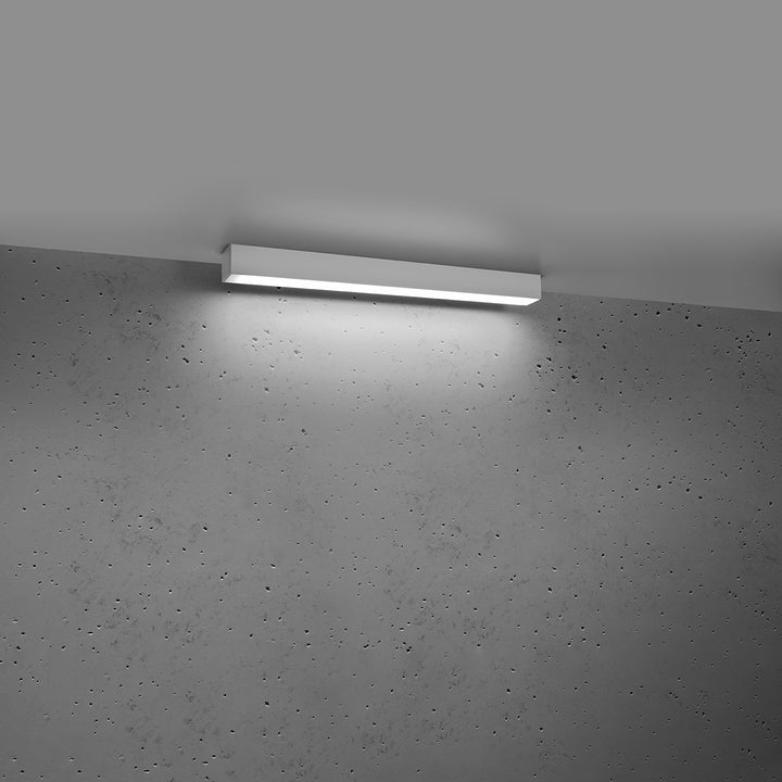 Plafonnier linéaire PINNE blanc allumée, au plafond