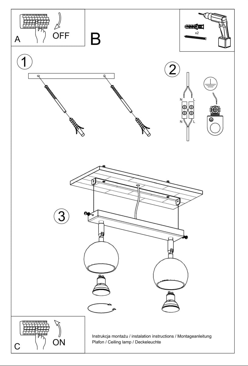 Schéma d'installation du luminaire