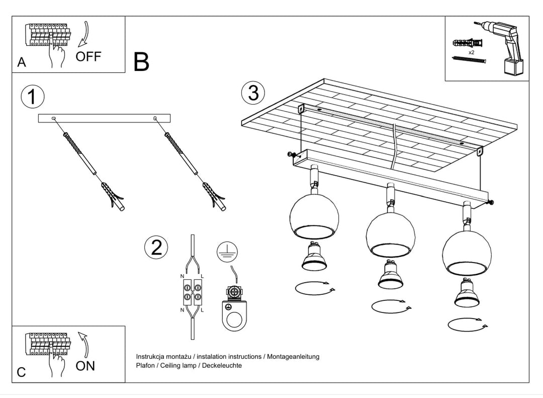OCULARE 3 black ceiling light