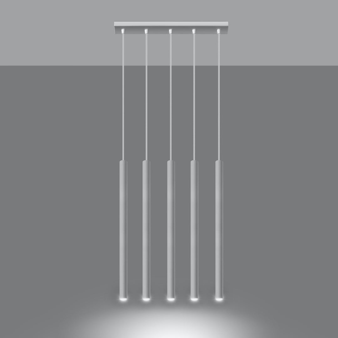 Suspension tube fin blanc allumée