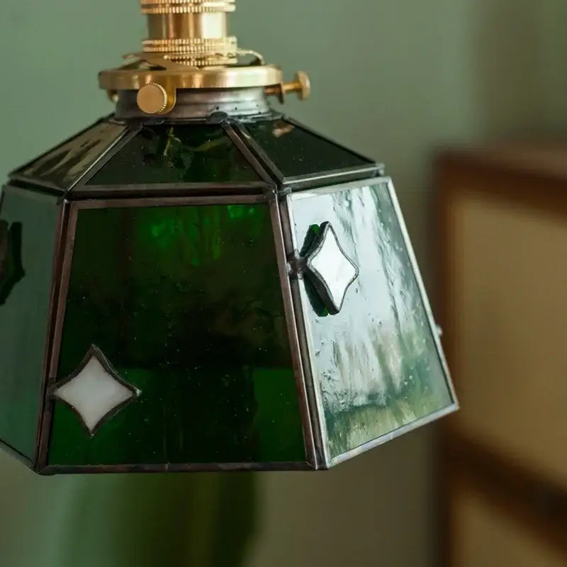 Suspension art déco verre vert cuivre design industriel chic