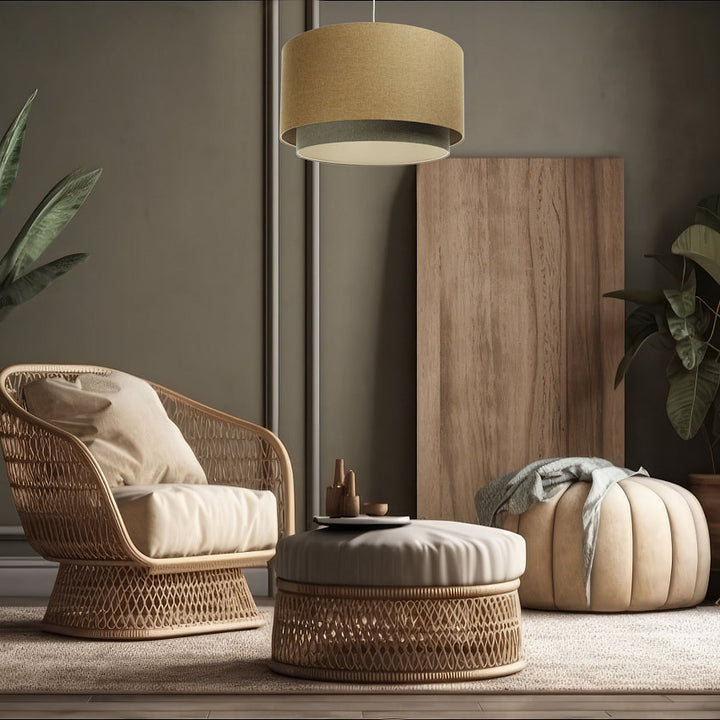Ceiling Light Fixture| DUO BOHO ELEGANT (Mustard Yellow/Olive/Ecru)