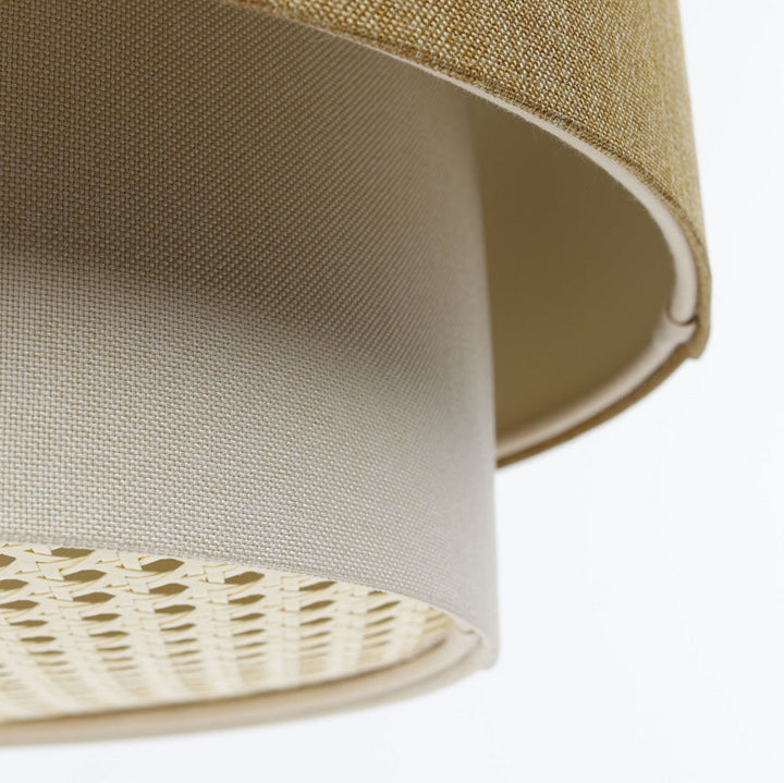 Suspension Luminaire | RATTAN Diffuser – (Jaune Moutarde/Crème/Ecru)