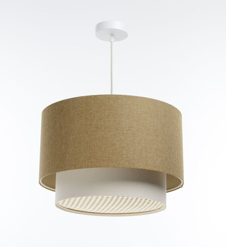 Suspension Luminaire | RATTAN Diffuser – (Jaune Moutarde/Crème/Ecru)