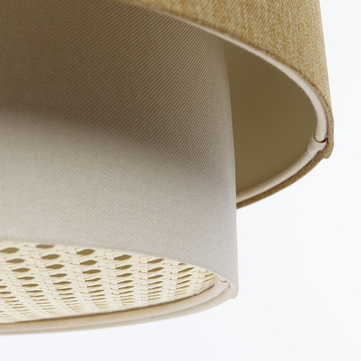 Suspension Luminaire | RATTAN Diffuser – (Jaune Moutarde/Crème/Ecru)