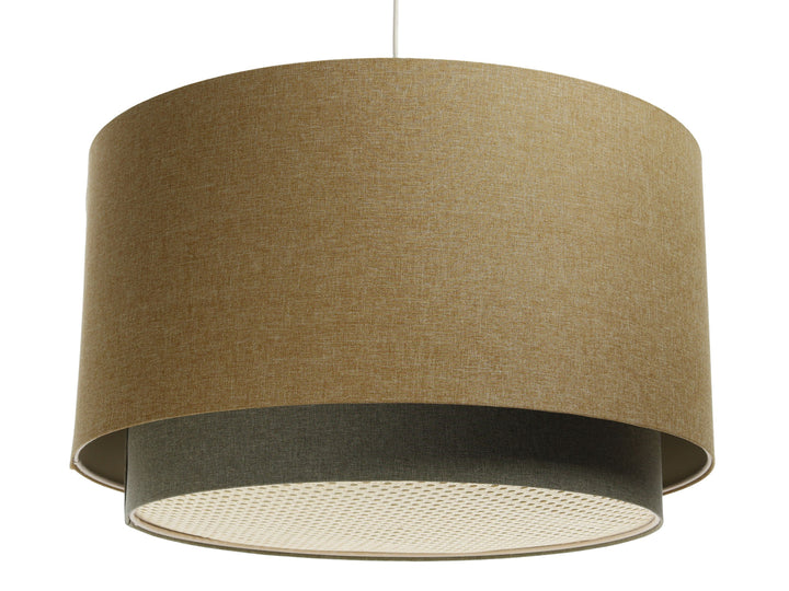 Pendant lamp with Rattan Diffuser – Mustard yellow/Grey green/Ecru