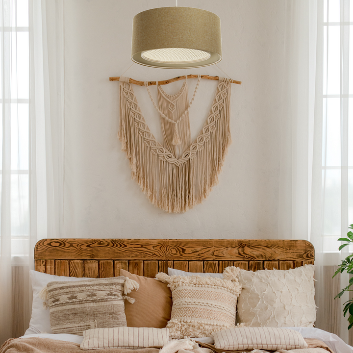 Suspension Luminaire | ELEGANT DUO BOHO (Mustard Yellow/Ivory/Cream)