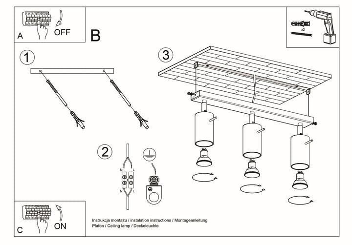 BERG 3 ceiling light in natural wood