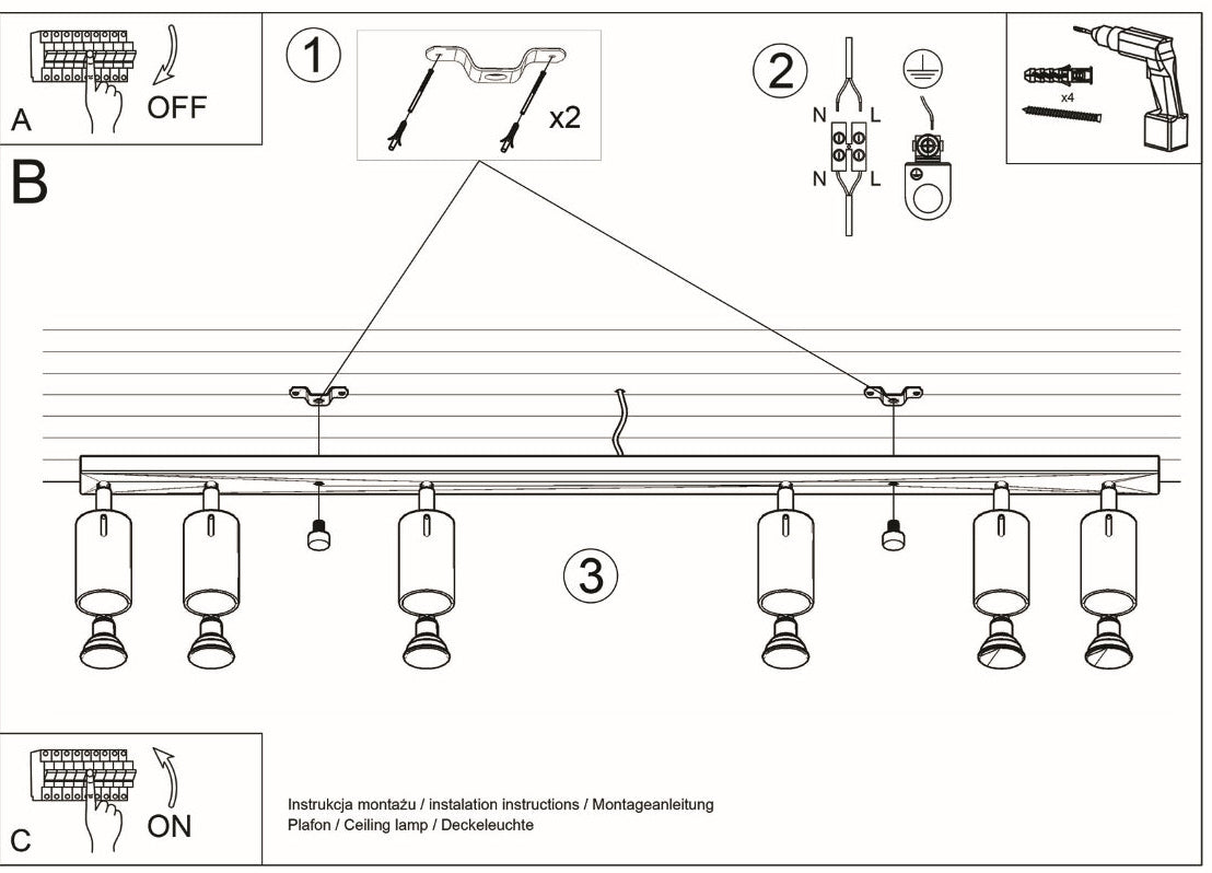 Schéma d'installation du luminaire