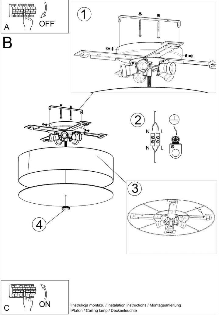 SKALA 50 black ceiling light