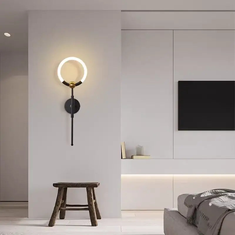 Applique murale design contemporain avec anneau lumineux