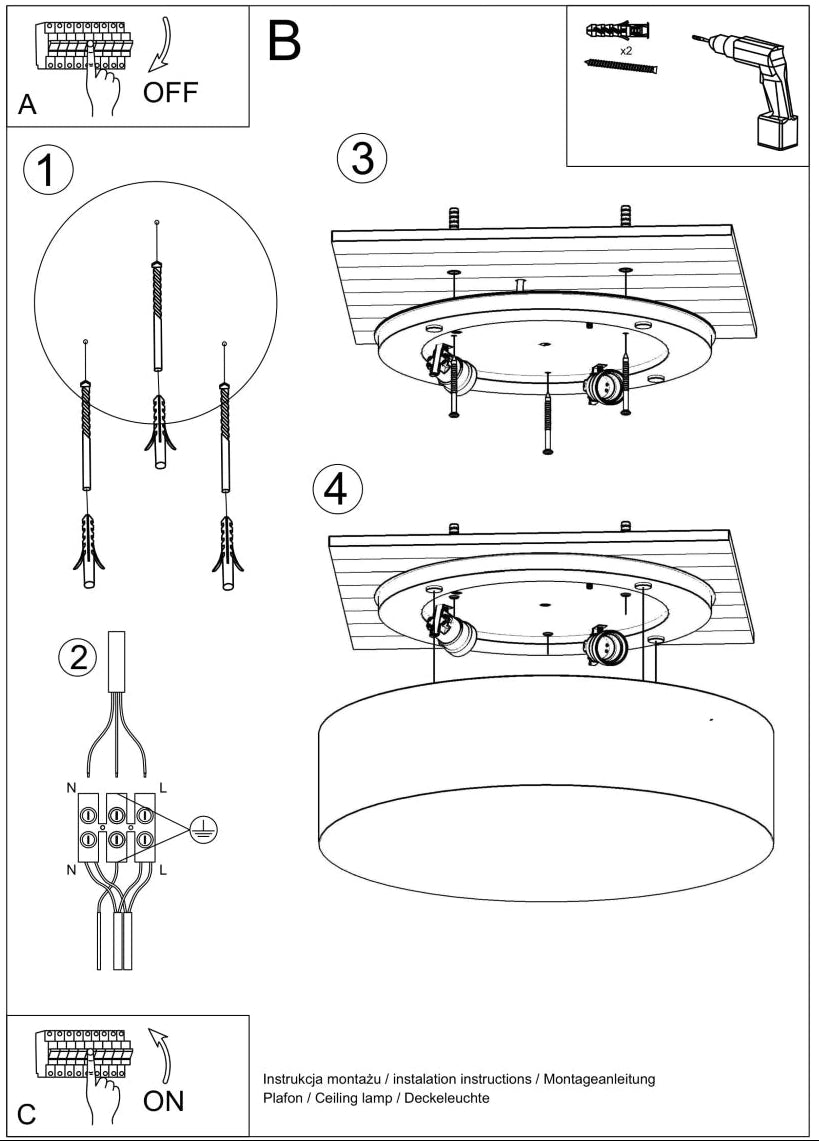 Schéma d'installation du luminaire