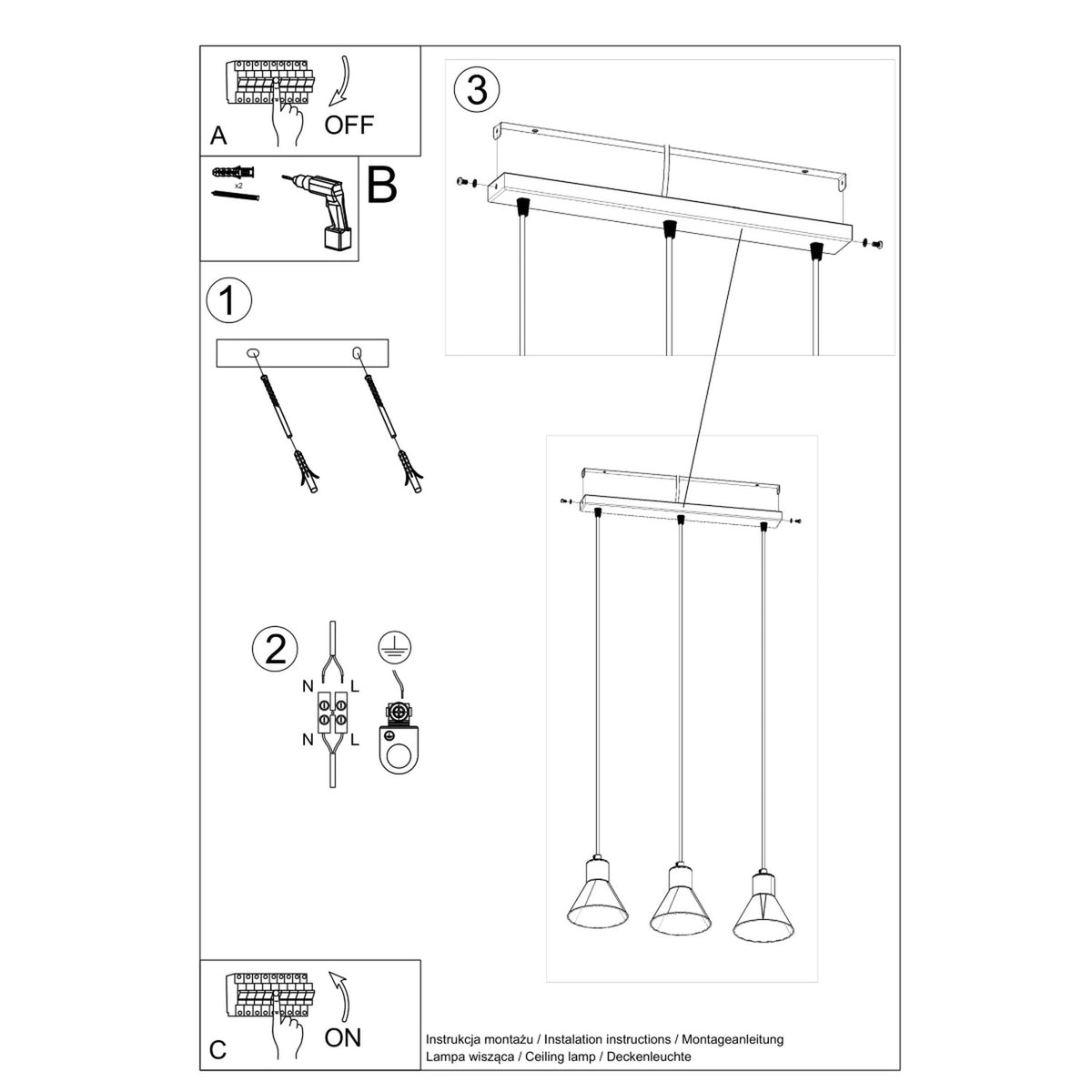 Schéma d'installation du luminaire