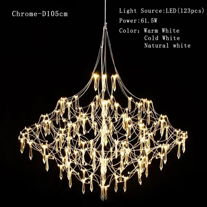 Suspension chrome avec cristaux luminaire design élégant