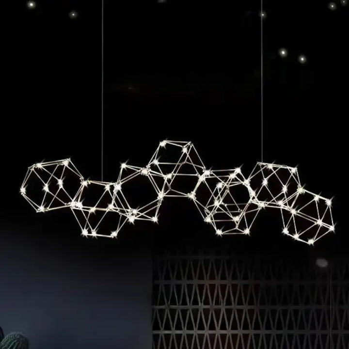 Suspension luminaire géométrique led design moderne doré