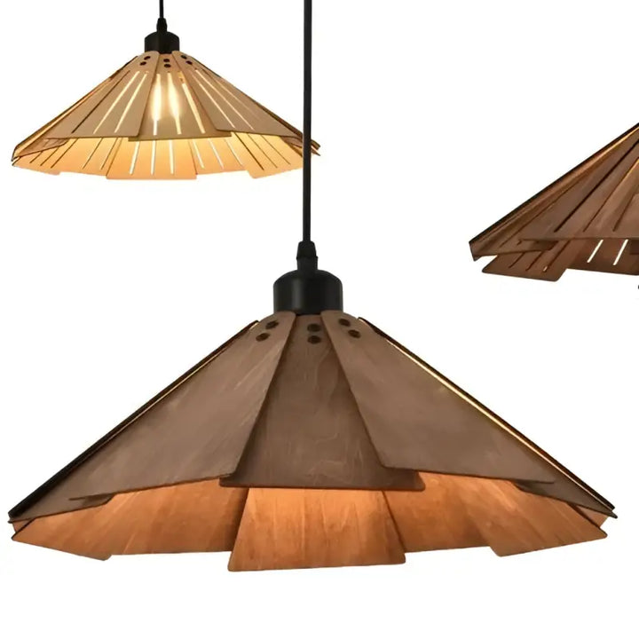 Suspension luminaire bois massif noyer design moderne chic