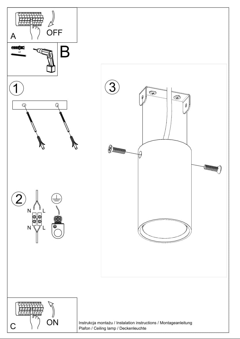Schéma d'installation du luminaire