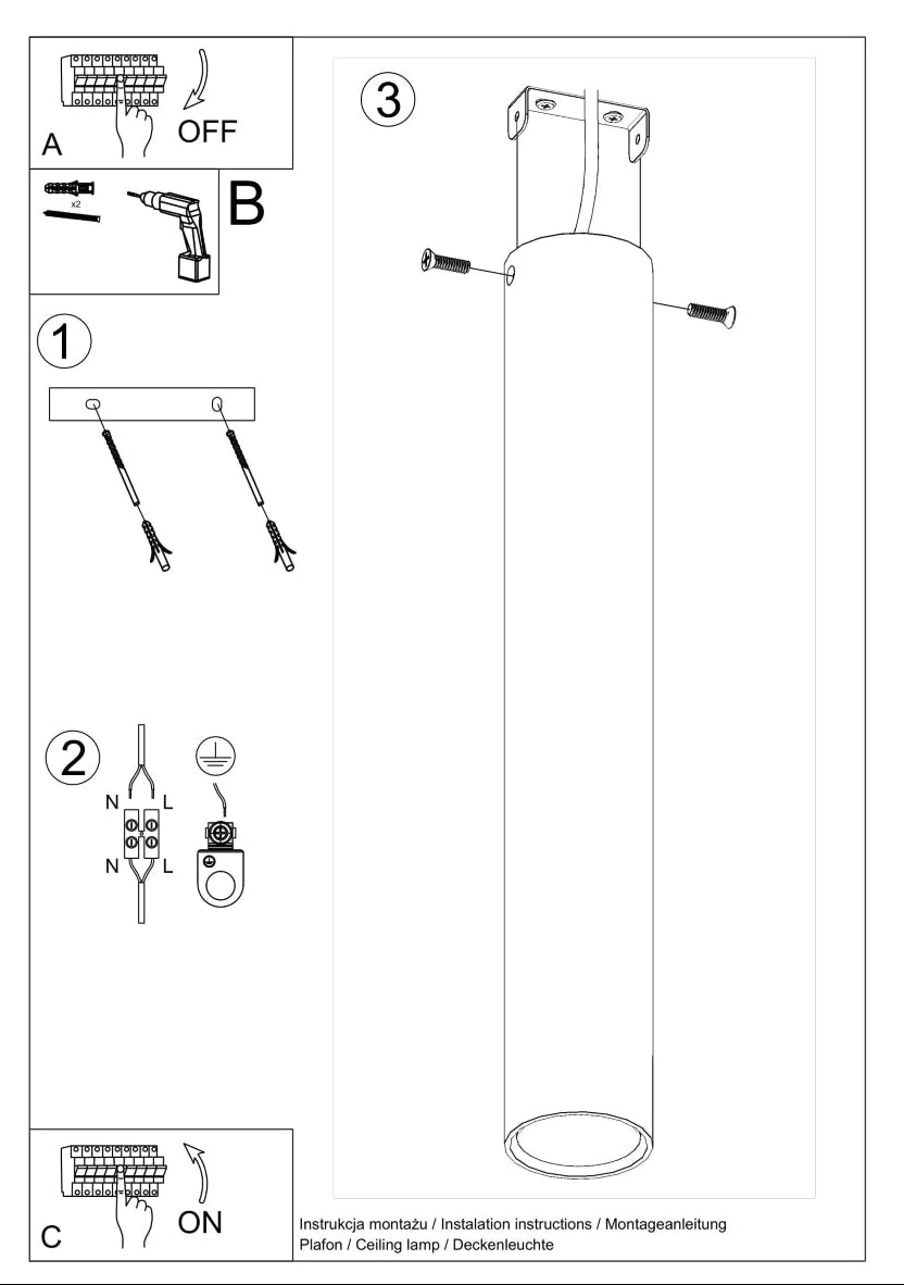 Schéma d'installation du luminaire
