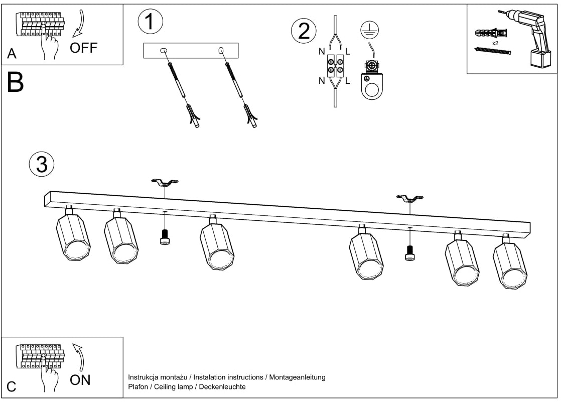 Schéma d'installation du luminaire