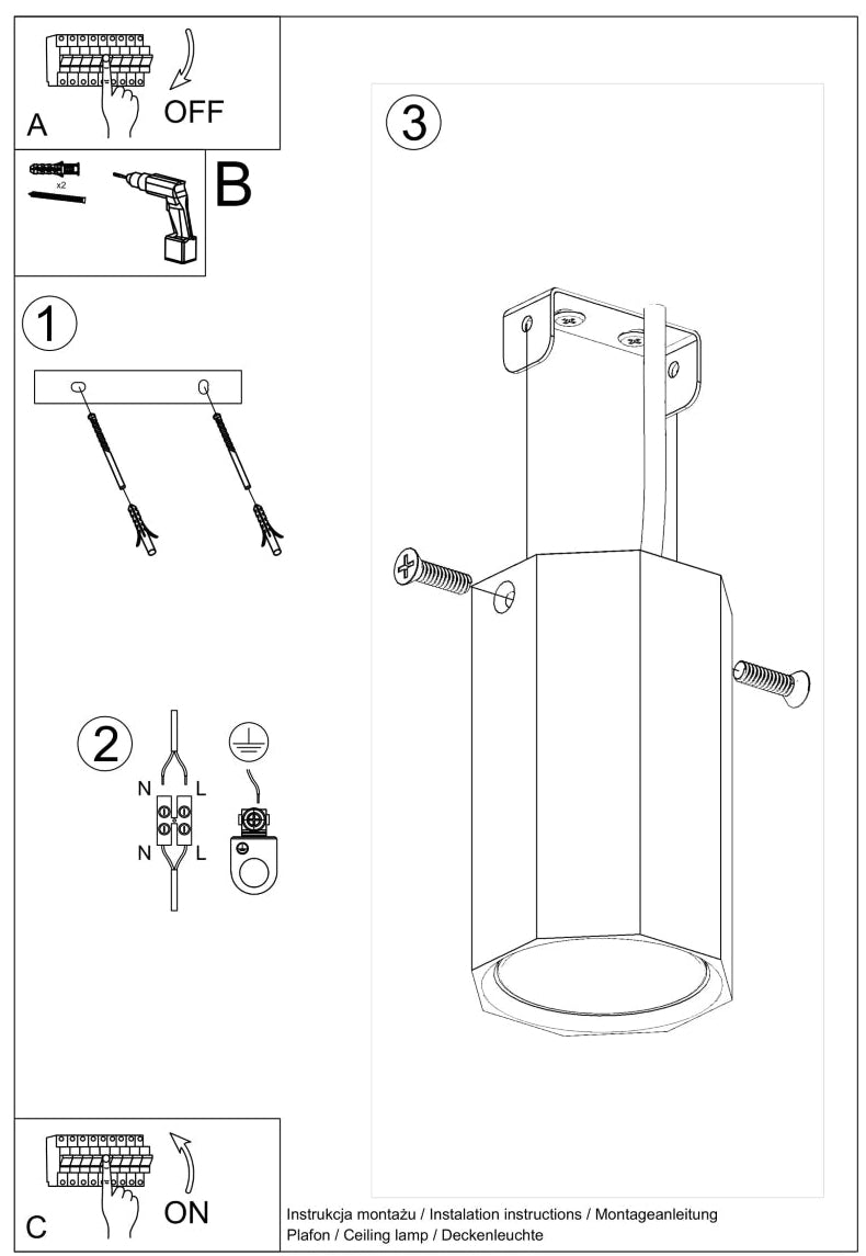 Schéma d'installation du luminaire