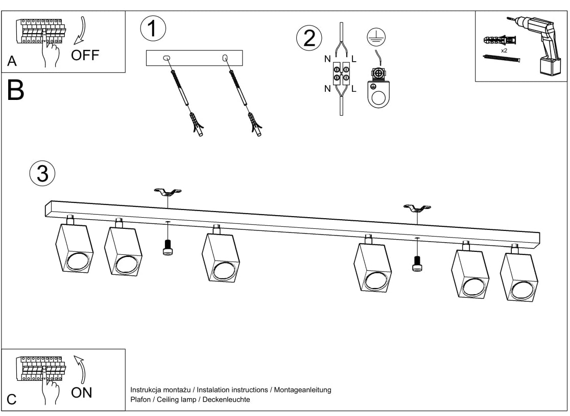 Schéma d'installation du luminaire
