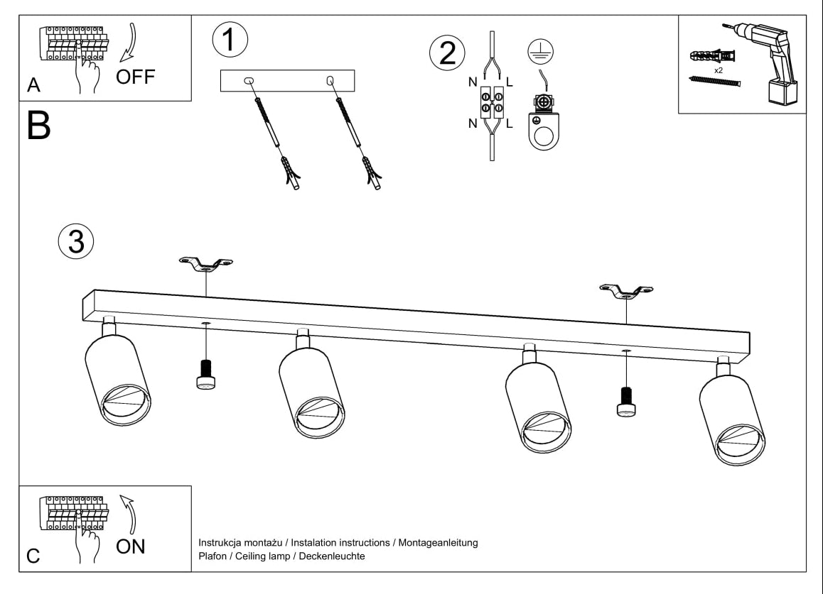 Schéma d'installation du luminaire