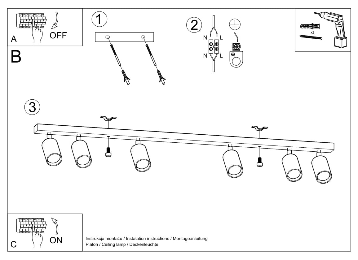 Schéma d'installation du luminaire