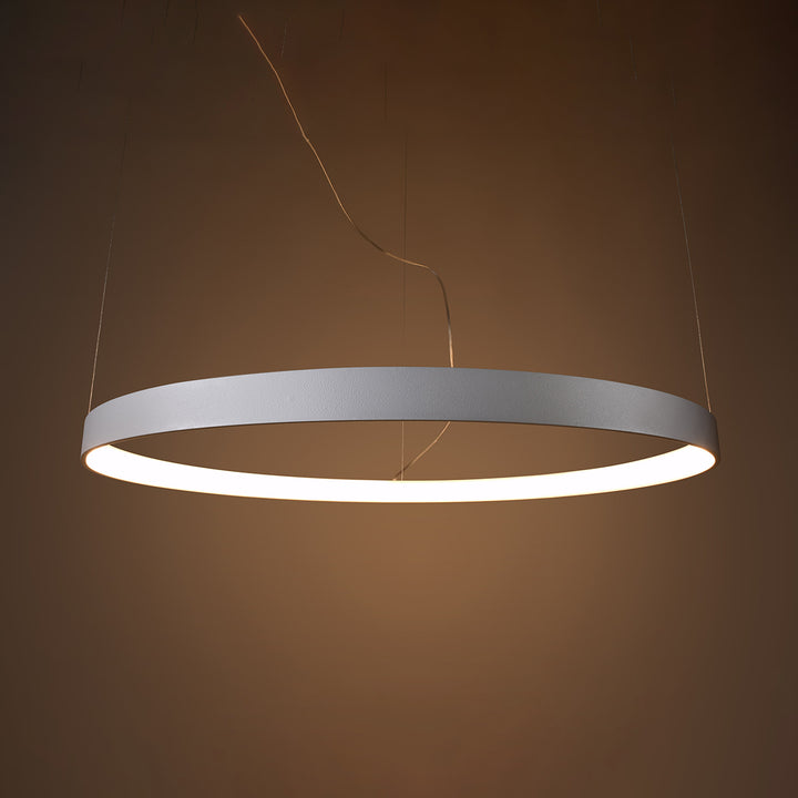 Lustre anneau RIO blanc allumée, suspendu