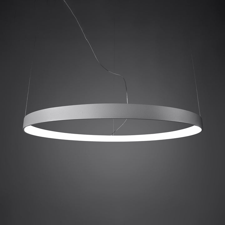 Lustre anneau RIO blanc allumée, suspendu