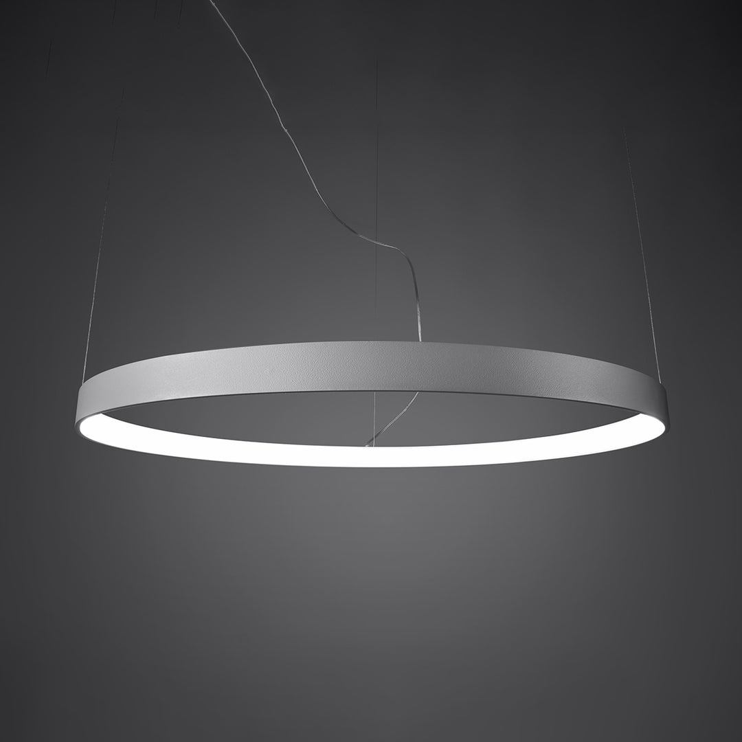 Lustre anneau RIO noir allumée, suspendu