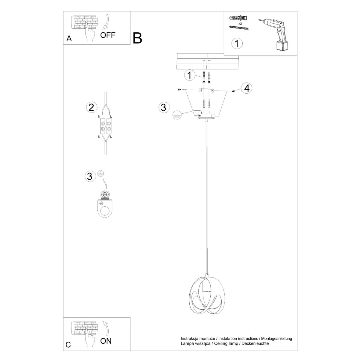 Schéma d'installation du luminaire