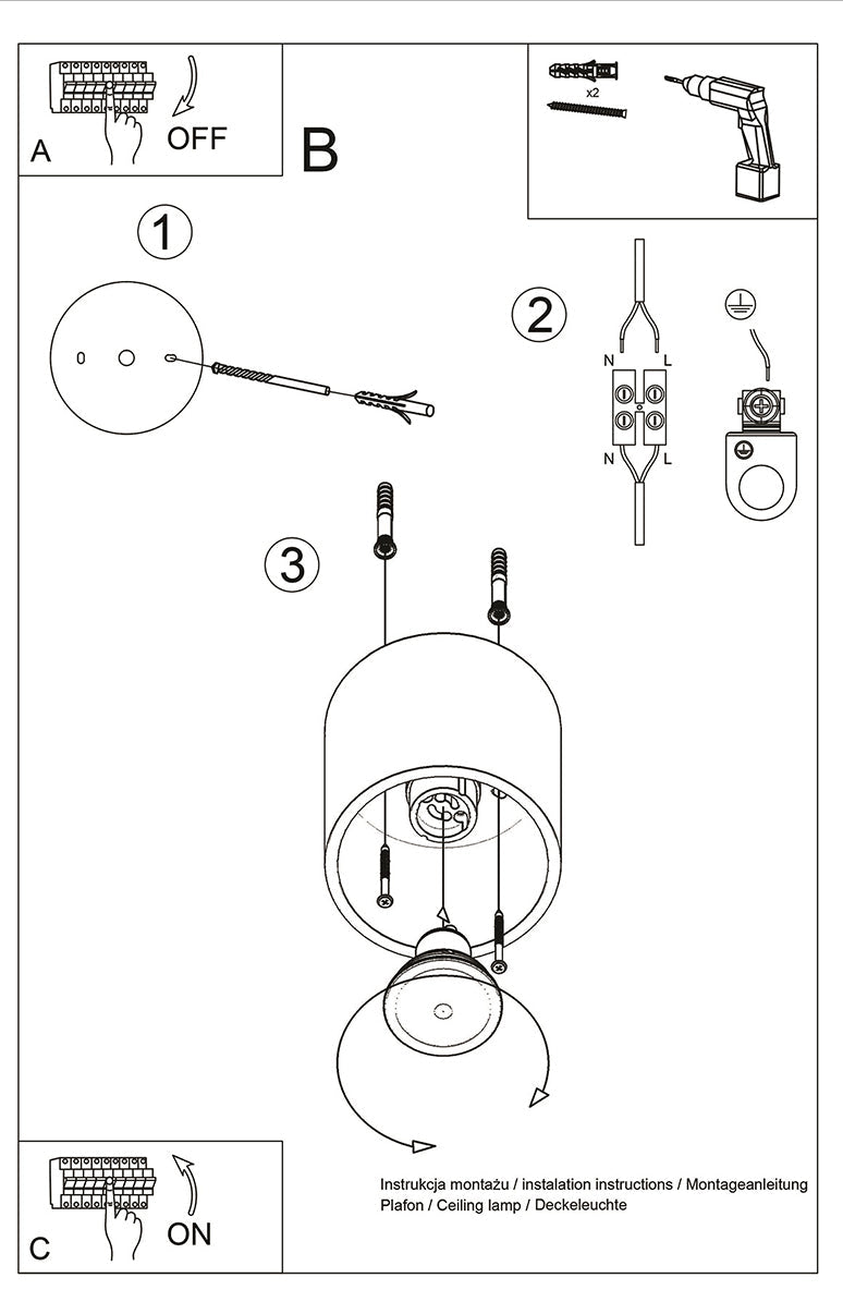 Schéma d'installation du luminaire