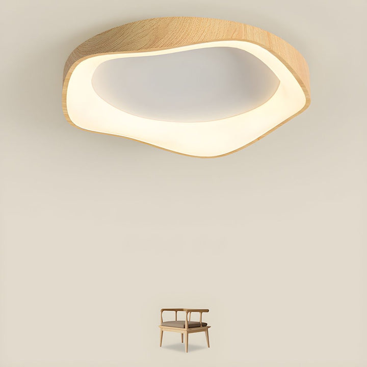 Plafonnier luminaire LED design contemporain en bois